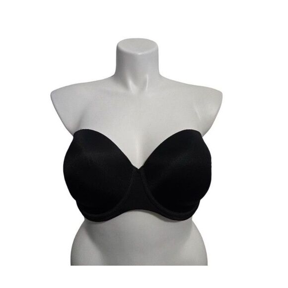 Cacique Multiway Strapless Wired Bra Women 40DDD Black Lane Bryant - Picture 2 of 9